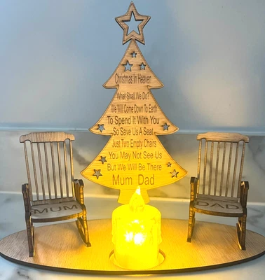 THATSALLNEW2YOU Personalised Christmas in heaven tree bench/ Chair memorial, with tee light