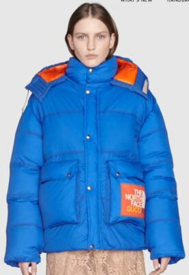 The North Face x Gucci padded jacket BLUE SIZE SMALL LADIES