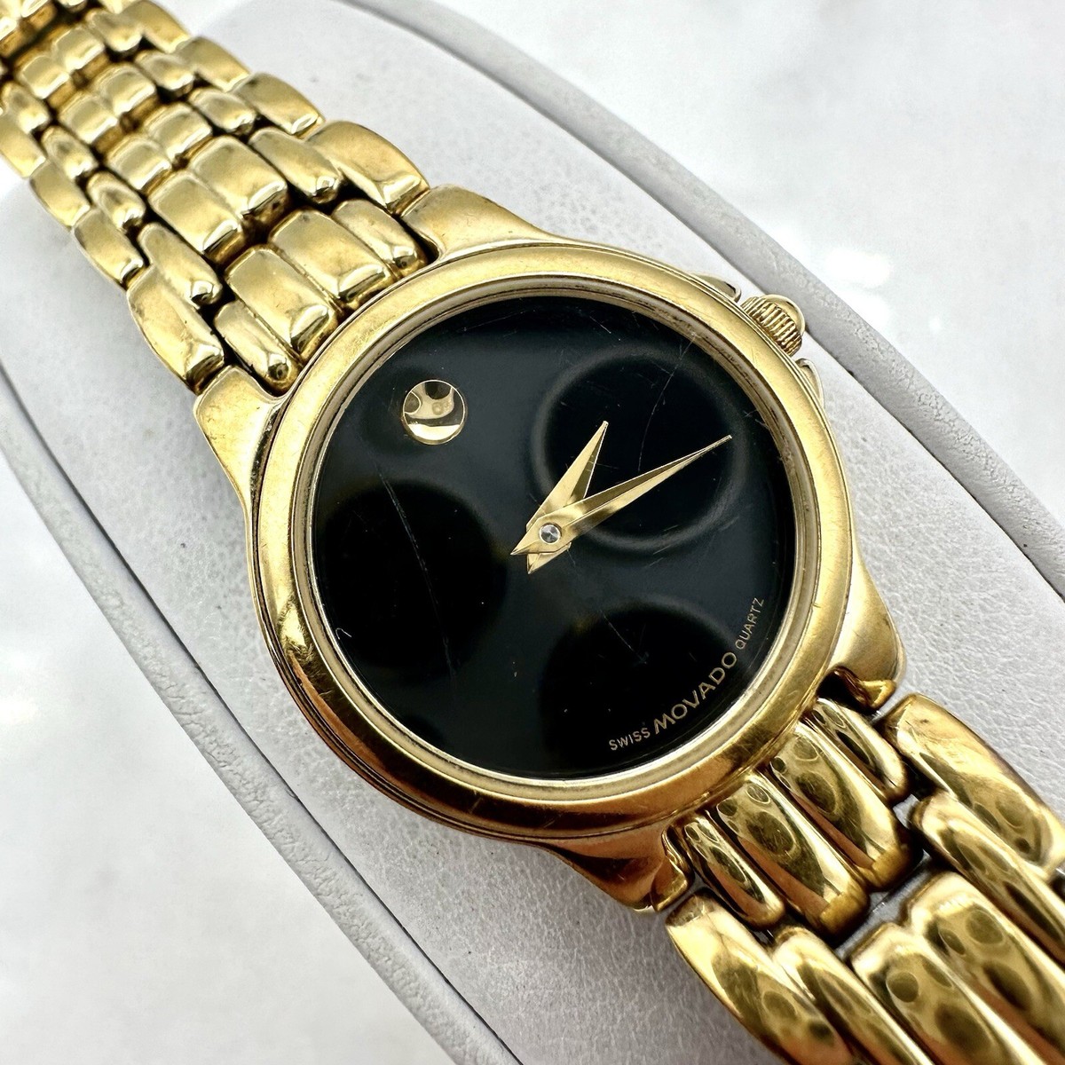 SCRATCHED Vintage 1996 Museum Movado Gold Plated Watch, New
