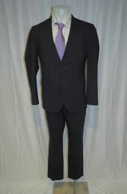 Hugo Boss Jam75 Stretch Recent Solid Navy Flat Front Staple Two Button Suit 36R