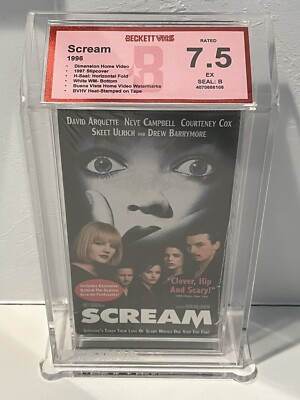 #ad #ad 1996 Scream Sealed VHS Beckett 7.5 Seal B Neve Campbell First Print IGS VHSDNA $449.99