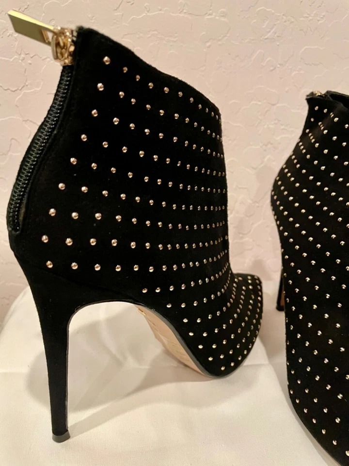 Raye Black Suede, Gold Studded Booties 40 - Image 4 of 4