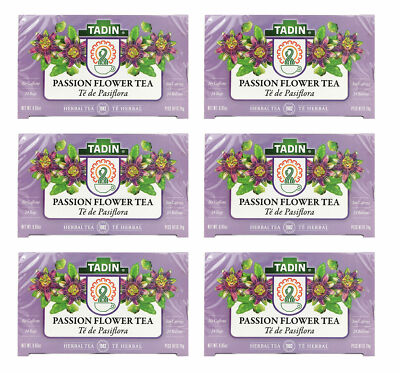 Tadin Pasiflora (Passion Flower) Herbal Tea, Made in USA 24 Bags (6 BOXES) 02/27
