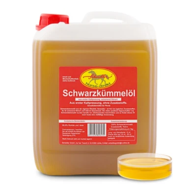 HORSE-DIREKT Schwarzkümmelöl 100% 5L Kan. aus Kaltpressung, Hund, Pferd, eigene Ölmühle