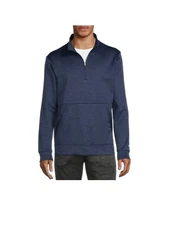 Men's Quarter Zip Fleece Hoodie By Russell - Multiple Sizes - Blue