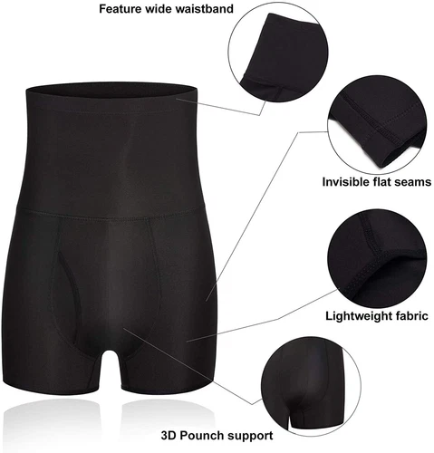 Men's High Waist Compression Boxer Shorts Girdle Pants Body Shaper Tummy Control - Picture 8 of 18