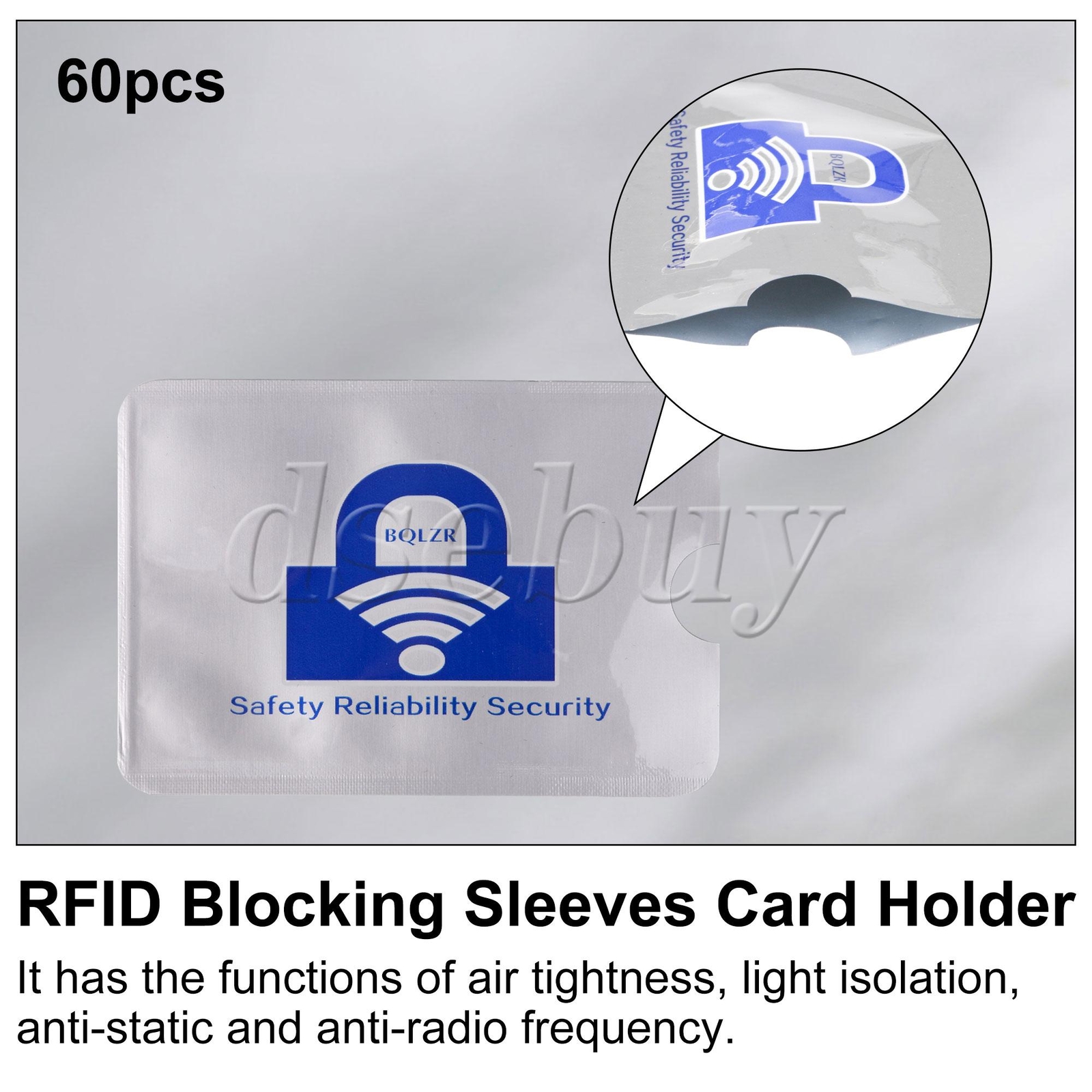 60 Pieces RFID Blocking Sleeves Card Holders Secure 3.58x2.48Inch for Wallet