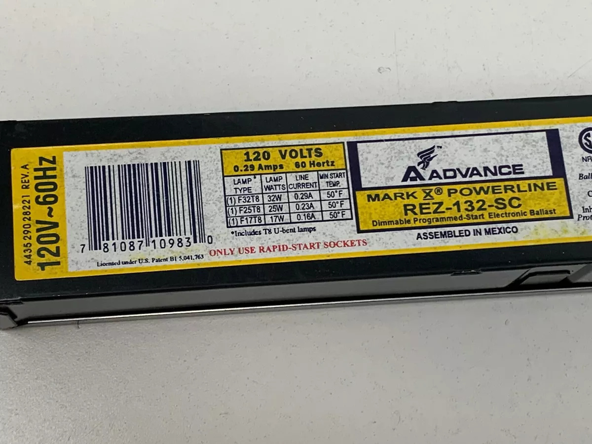 Advance REZ 132 SC Mark 10 Dimming Dimmable Fluorescent Ballast 1 Lamp F32T8