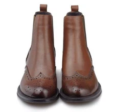 Top Womens Wing Tip oxford Brogue Ankle Boots pull on Chelsea Boots dress shoes 