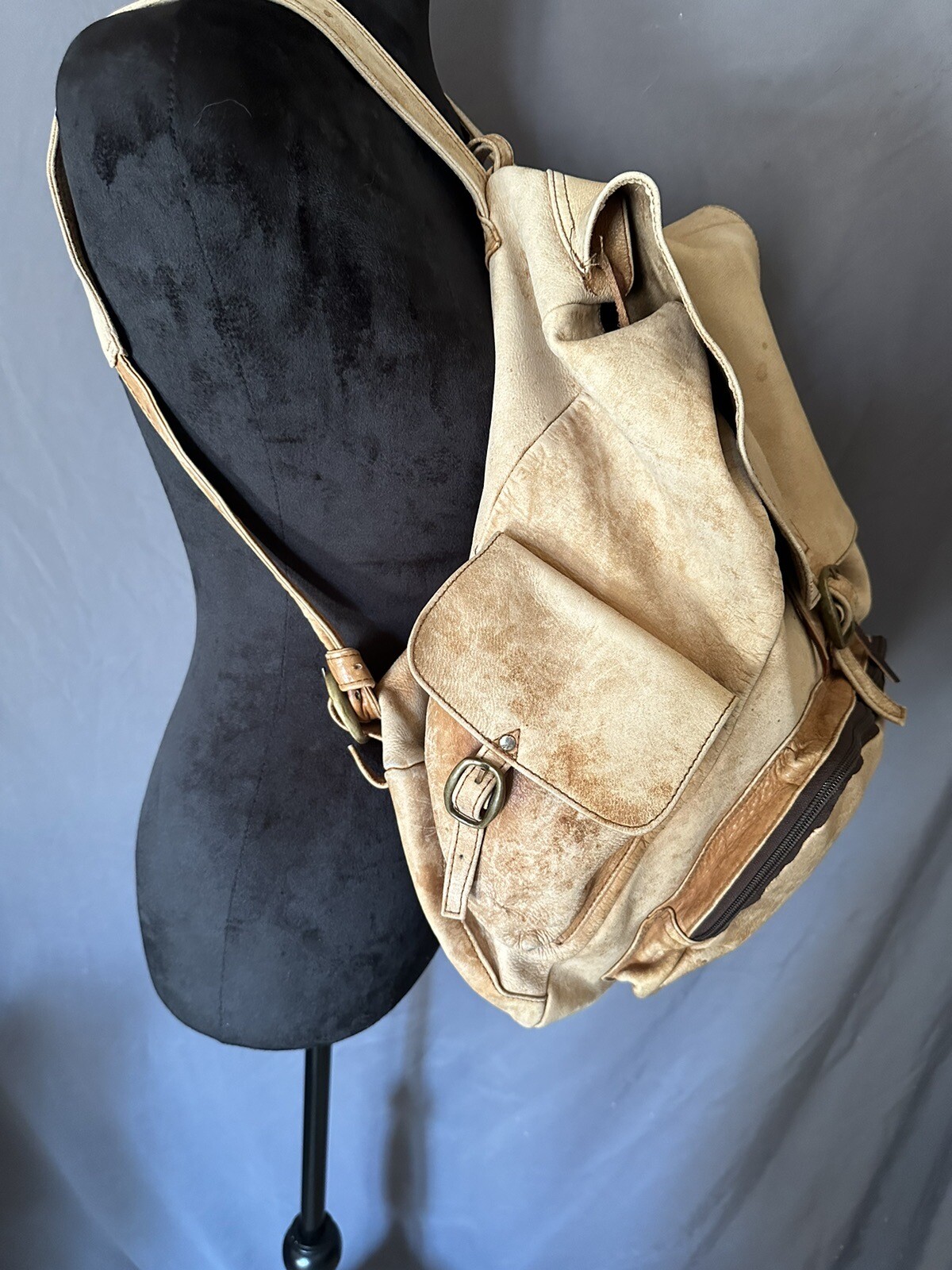 Way Vintage Leather Backpack eBay