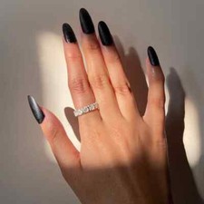 925 Sterling Silver Ring Natural Gemstone Band Ring Birthday Gift For Women's