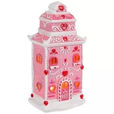 Valentine's Day Gingerbread House Resin Light Up Tabletop Decor 7" VERSION 1