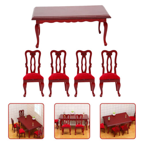 Mini Dollhouse Dining Set - 1/12 Scale Table & Chairs for Realistic Play - Picture 1 of 12