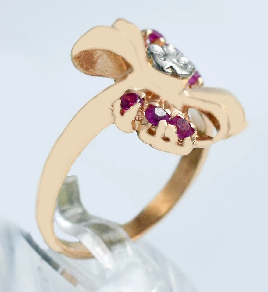 ART DECO VINTAGE LAB CREATED RUBY RING 14K SOLID ROSE GOLD - Image 3 of 4