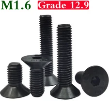 M1.6 High Tensile 12.9 Alloy Steel Flat Head Hex Socket Cap Screws Bolts DIN7991