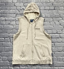 Indian Motorcycle Sleeveless Zip-up Hoodie Women's L Cream Graphic Print Biker