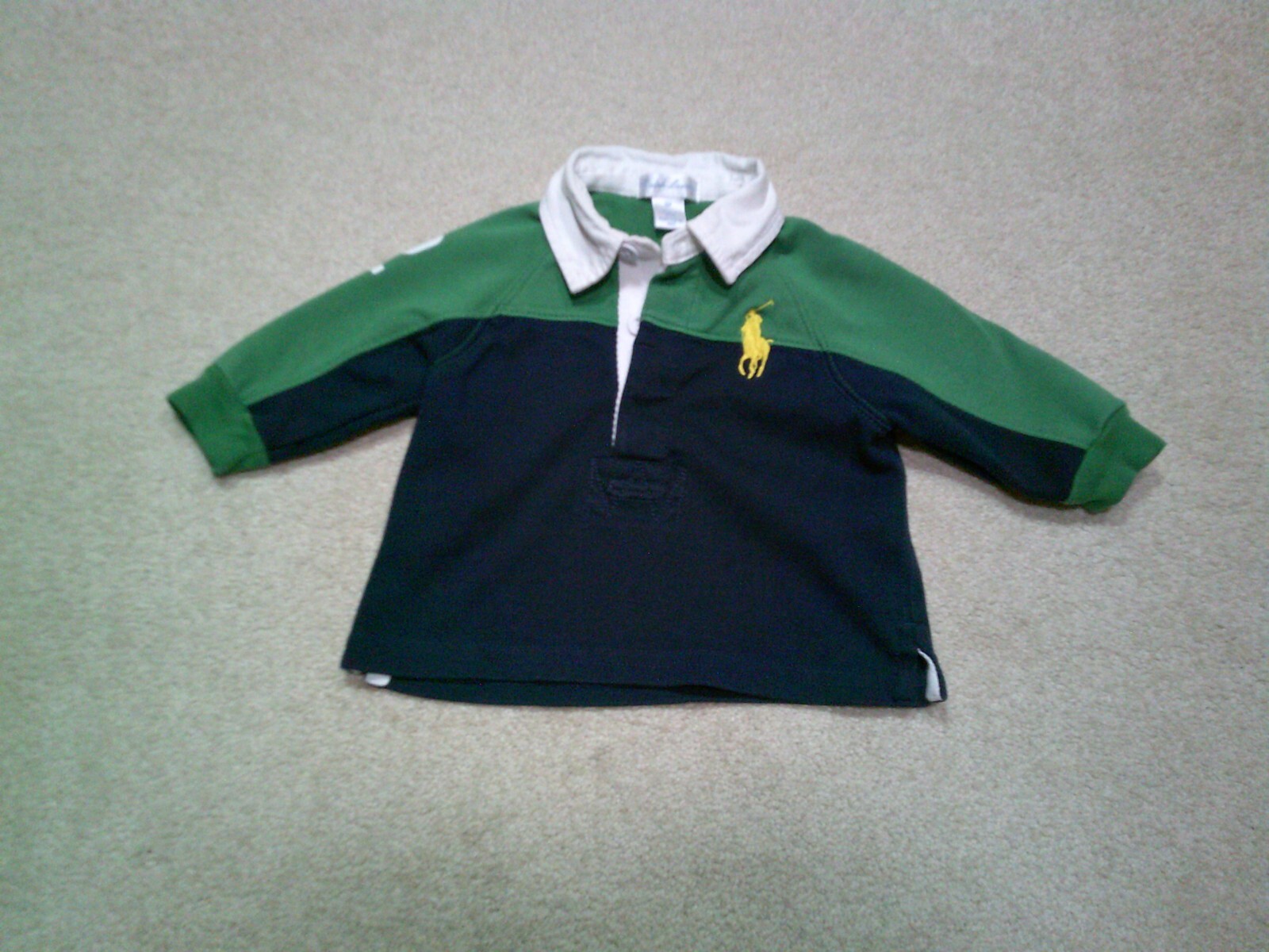 Ralph Lauren Big Pony Rugby Camicia 3M Blu Verde Manica Lunga