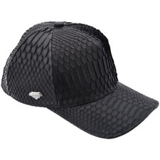 Python Snakeskin Cap Black Genuine Adjustable...