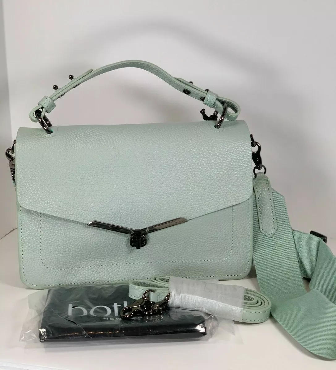 278 NWT BOTKIER VALENTINA FLAP TOP HANDLE SATCHEL CROSSBODY BAG SOFT SAGE