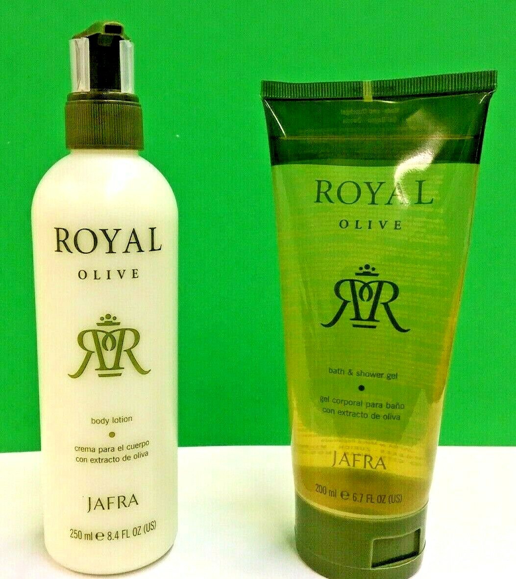 JAFRA Royal Olive Loción Corporal 8.4 FL OZ & GEL DE BAÑO y Ducha 6.7 FL OZ Set