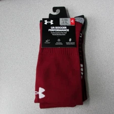 UNDER ARMOUR SOCCER PERFORMANCE OVER THE CALF SOCKS M 7-8.5 W 6-10 CARDINAL $23