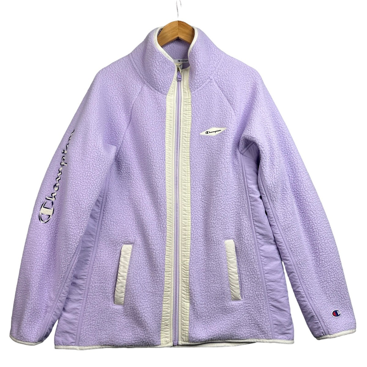 Champion Fleece Jacket Womens Lilac Sherpa Plush Large Zip Front Layering  Comfy