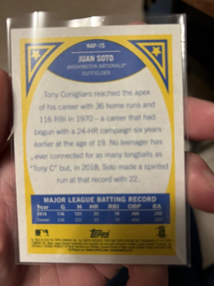 2019 Topps Heritage New Age Performers #NAP15 Juan Soto Nationals - Image 4 of 4