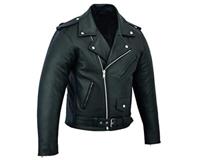 Men's Marlon Biker Perfecto Brando Real Leather Jacket | eBay