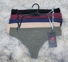 NWT NEW BALANCE WOMEN'S THONG UNDERWEAR PANTS 5 PACK MULTI XL LOGO 50.00
