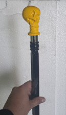 Aluminium Skull Head Handle Vintage Wooden Walking Stick Solid Cane Gift