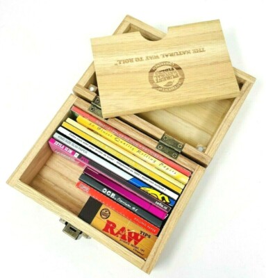 RAW Wooden Deluxe Rolling Storage Box Geschenkset Smoking Papers - 3 verschiedene Sets