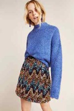 Anthropologie MAEVE 0 Skirt Sequin Multicolor Zig Zag Chevron Party EUC