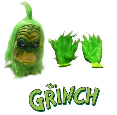 KARNEVAL HALLOWEEN LATEX MASKE LATEX MASK GRINCH ODER HANDSCHUHE GRINCH HÄNDE
