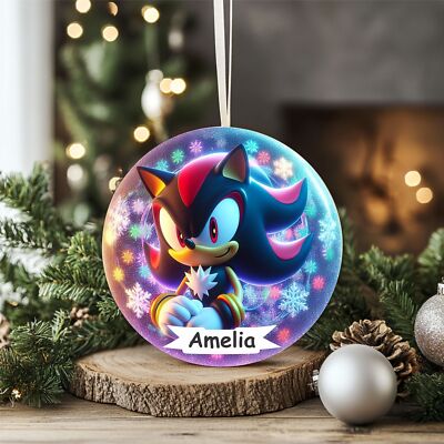Personalisierte Sonik Weihnachtskugel bedruckt Acryl Geschenkanhänger sm358