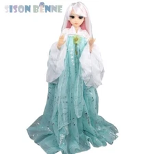 60cm BJD doll + white / pink long straight hair + shoes + doll dress