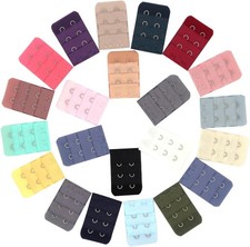 22 pcs Assorted Colors Women 2 Hook 3 Rows Spacing Bra Extender Strap
