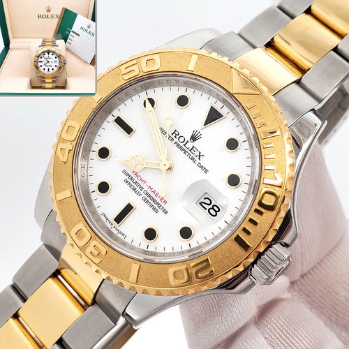 2015 Rolex Yacht-Master 40mm White Yellow Gold/Steel Oyster 16623 Box Papers