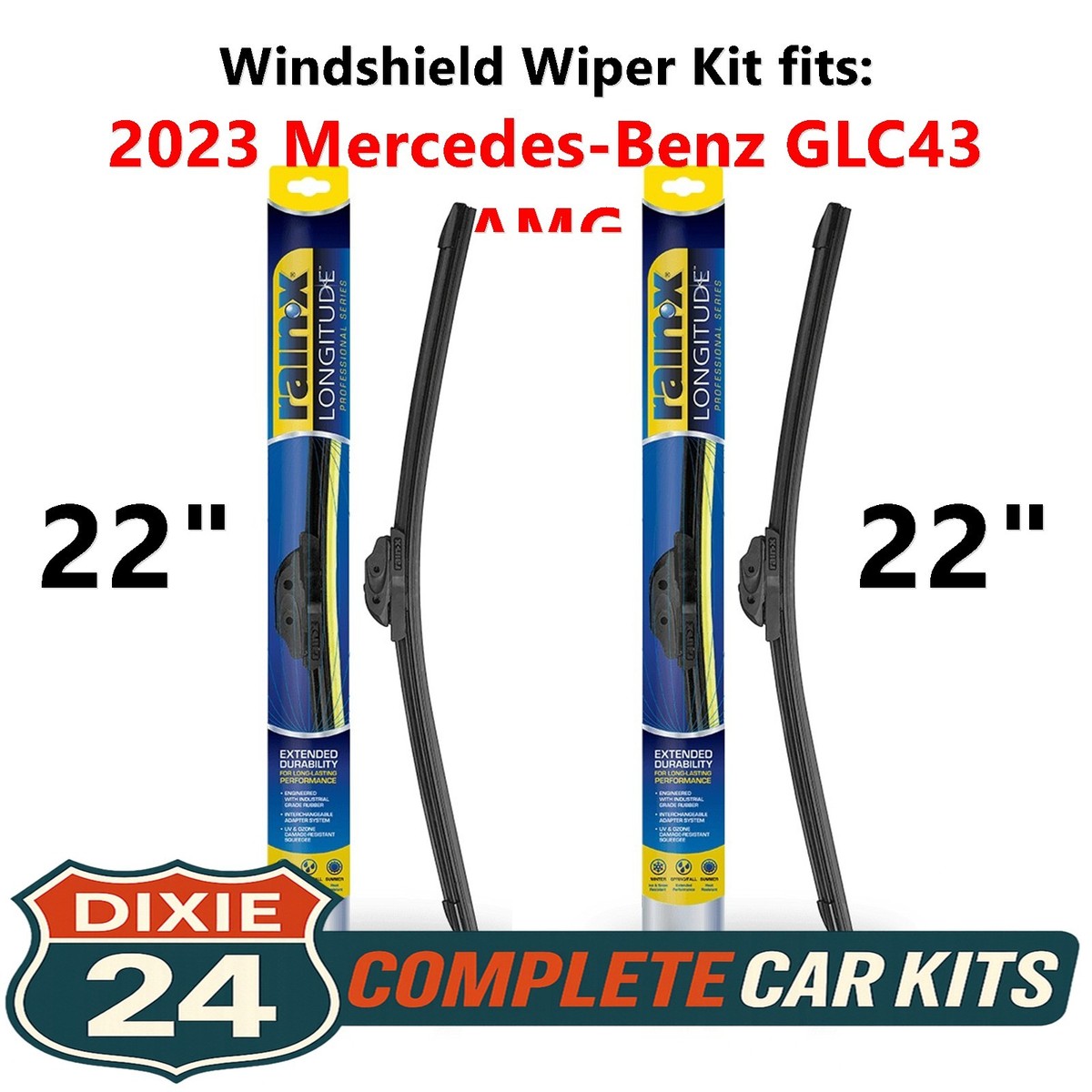Rain-X Longitude Wiper Kit fits: 2023 Mercedes-Benz GLC43 AMG (22