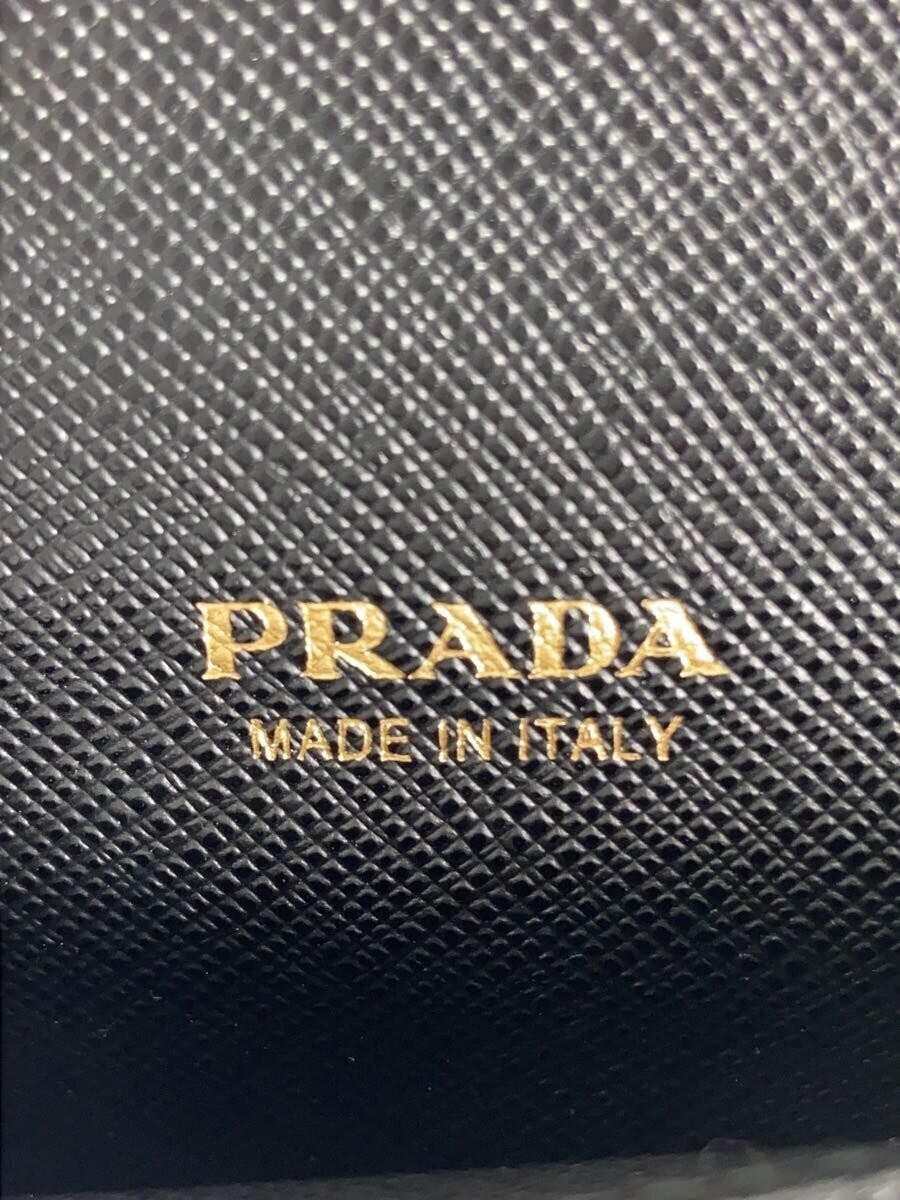 PRADA Card Case Leather Black Plain Men's thumbnail 3