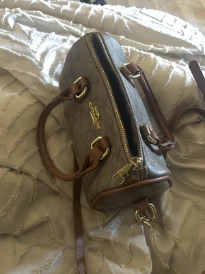 Sac Coach Rowan Mini Brun Toile Signature Bandoulière Excellent État - Photo 1/4