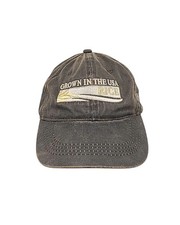 Grown In The USA Rice Federation Brown Faux Suede Cap Hat Embroidery Strapback