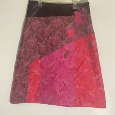 Vintage Oilily Skirt Womens 38 Multicolor Patchwork Flower Cottage Y2K Boho FUN