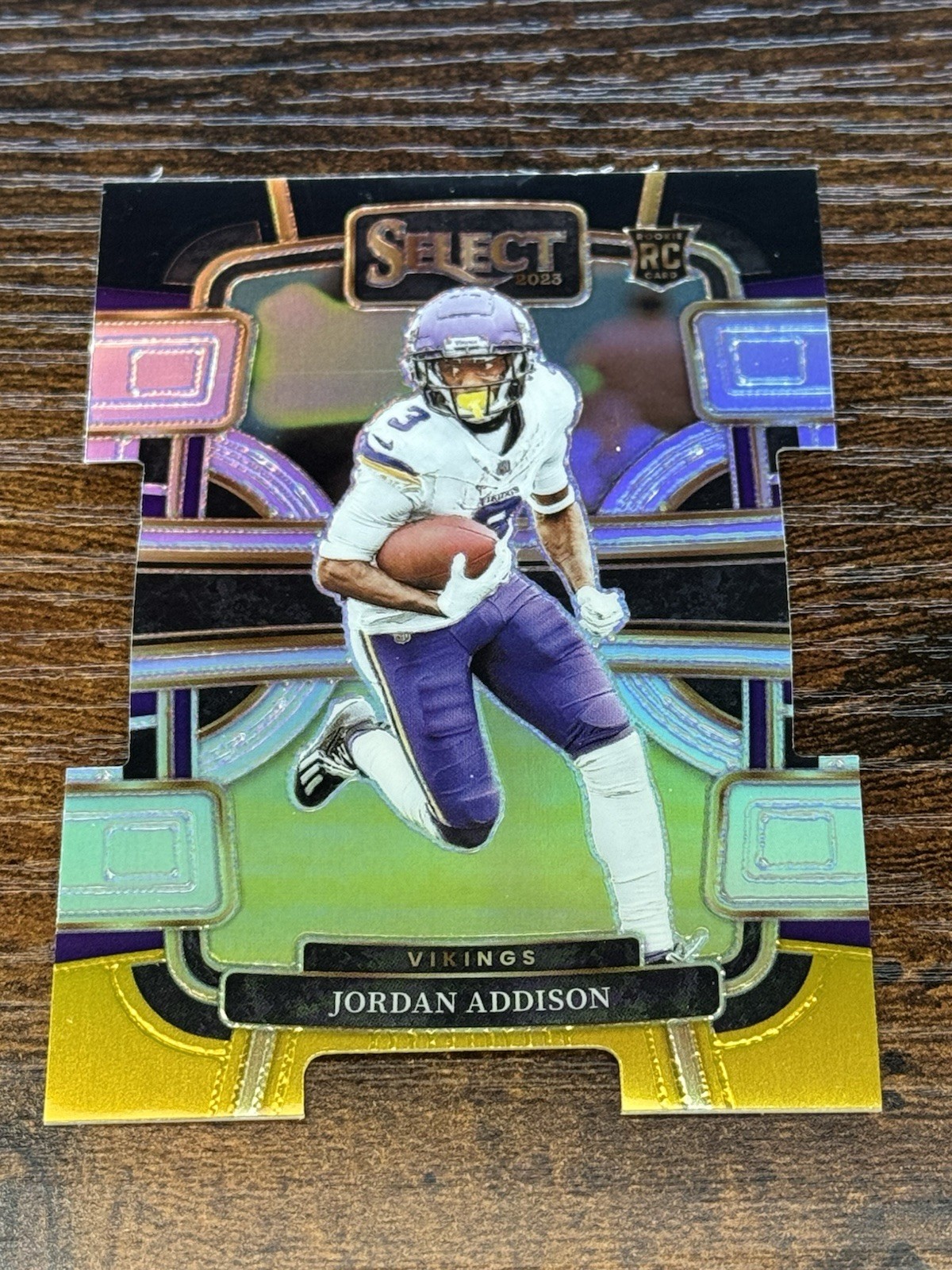 Jordan Addison 2023 Panini Select #66 Black and Gold Prizms Die Cuts