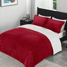 Ultra-Soft Micromink Sherpa Size Comforter Set with 2 King 01 - Fleece - Red