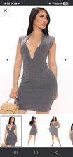 NWT FASHION NOVA SHOW ME SUGAR PADED MINI GREY Dress size medium