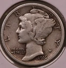 1916-P Mercury Dime VF ***RARE ORIGINAL FIRST YEAR COIN***