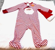 Carter s Striped Santa Christmas Footed Pajamas with Cap 6M NWT