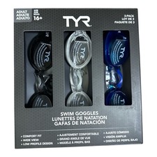 NEW TYR Adult Swim Goggles 3-Pack UV Protection Shatter Resistant