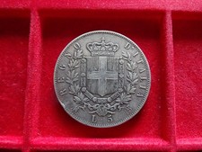KINGDOM OF ITALY VITT.E. II 1873 LIRE 5/MILAN SILVER 0.900 BEAUTIFUL. SEE PHOTOS.