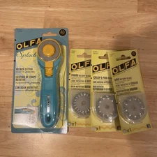 OLFA Splash Rotary Cutter 45mm Aqua, With 3 New Replacement Blades